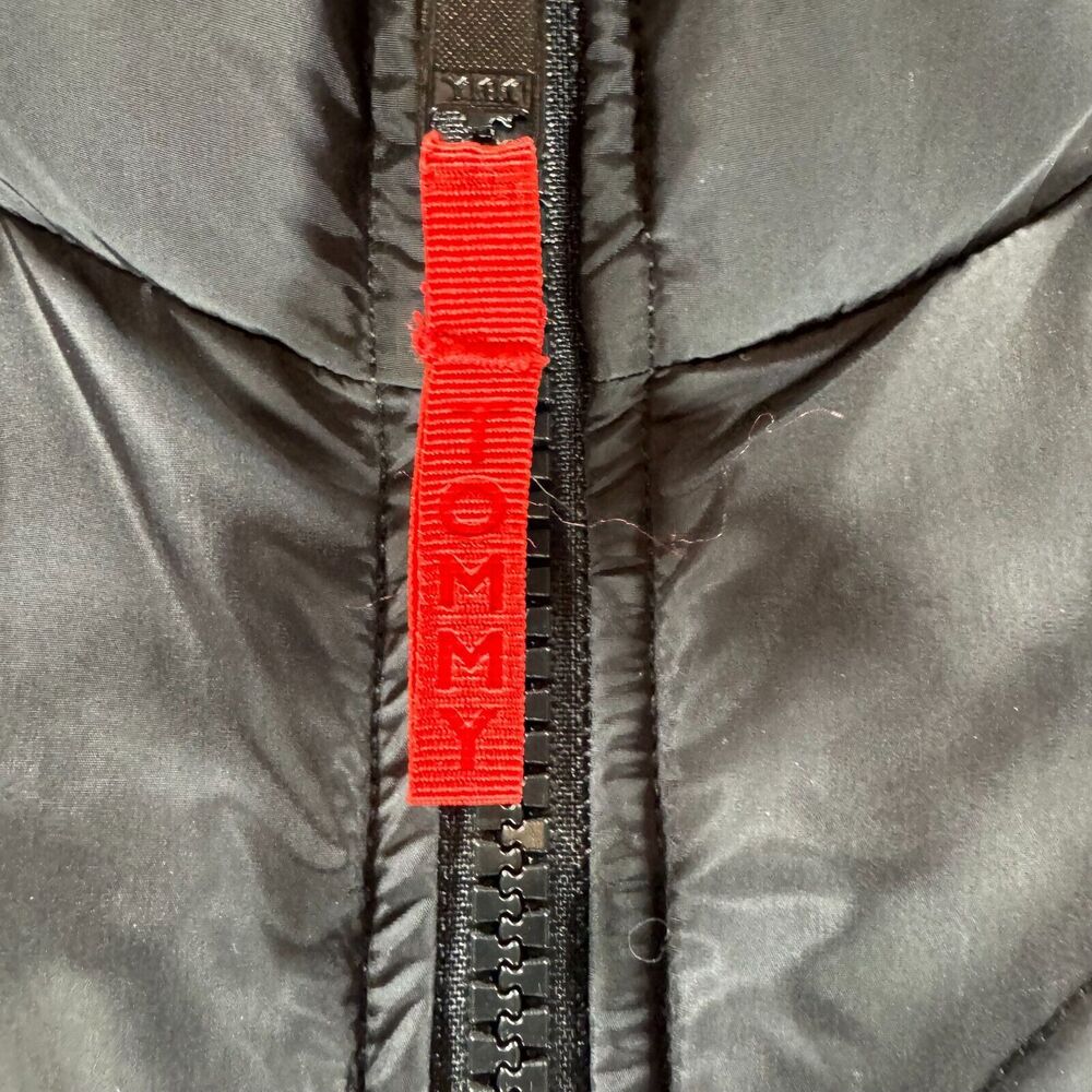 Vintage Tommy Hilfiger Down‎ Puffer Vest Mens Medium Black Full Zip 2000 Y2K VTG - Picture 3 of 15